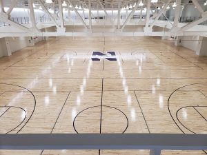 Northwestern University wood gym floor