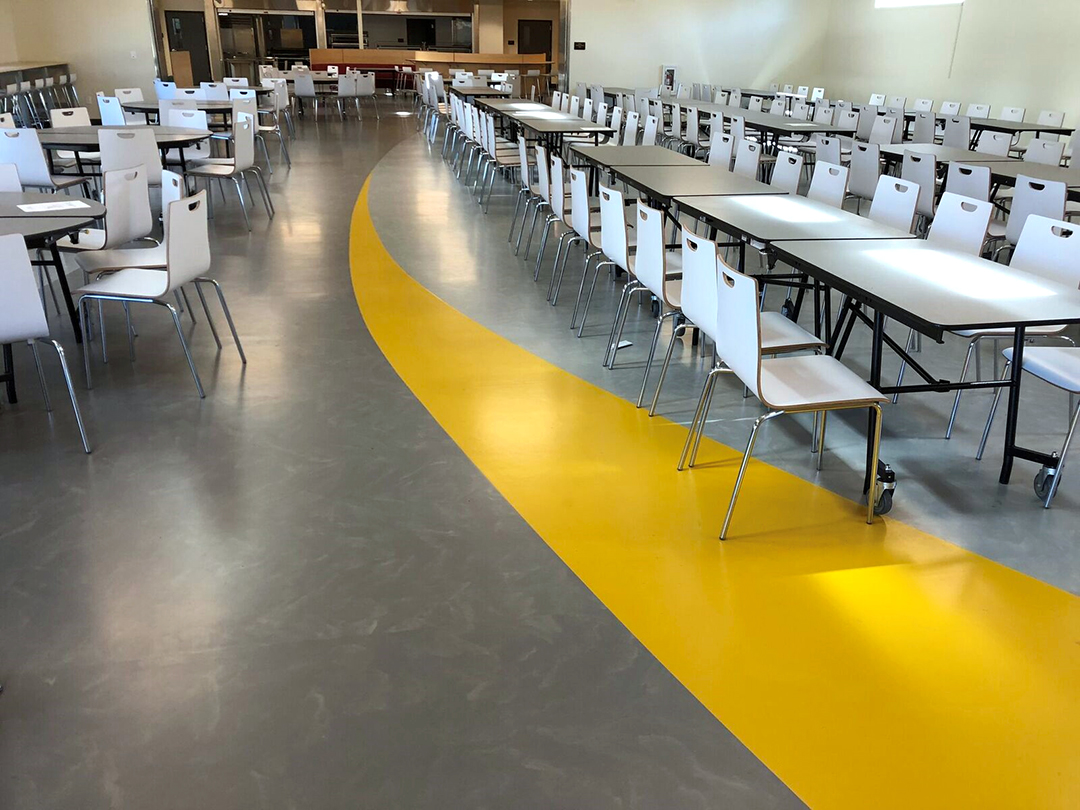 Antioch High School, CA. Cafeteria Rubber Flooring