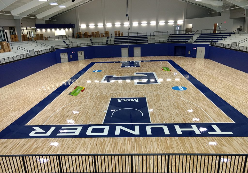 trine university gym flooring